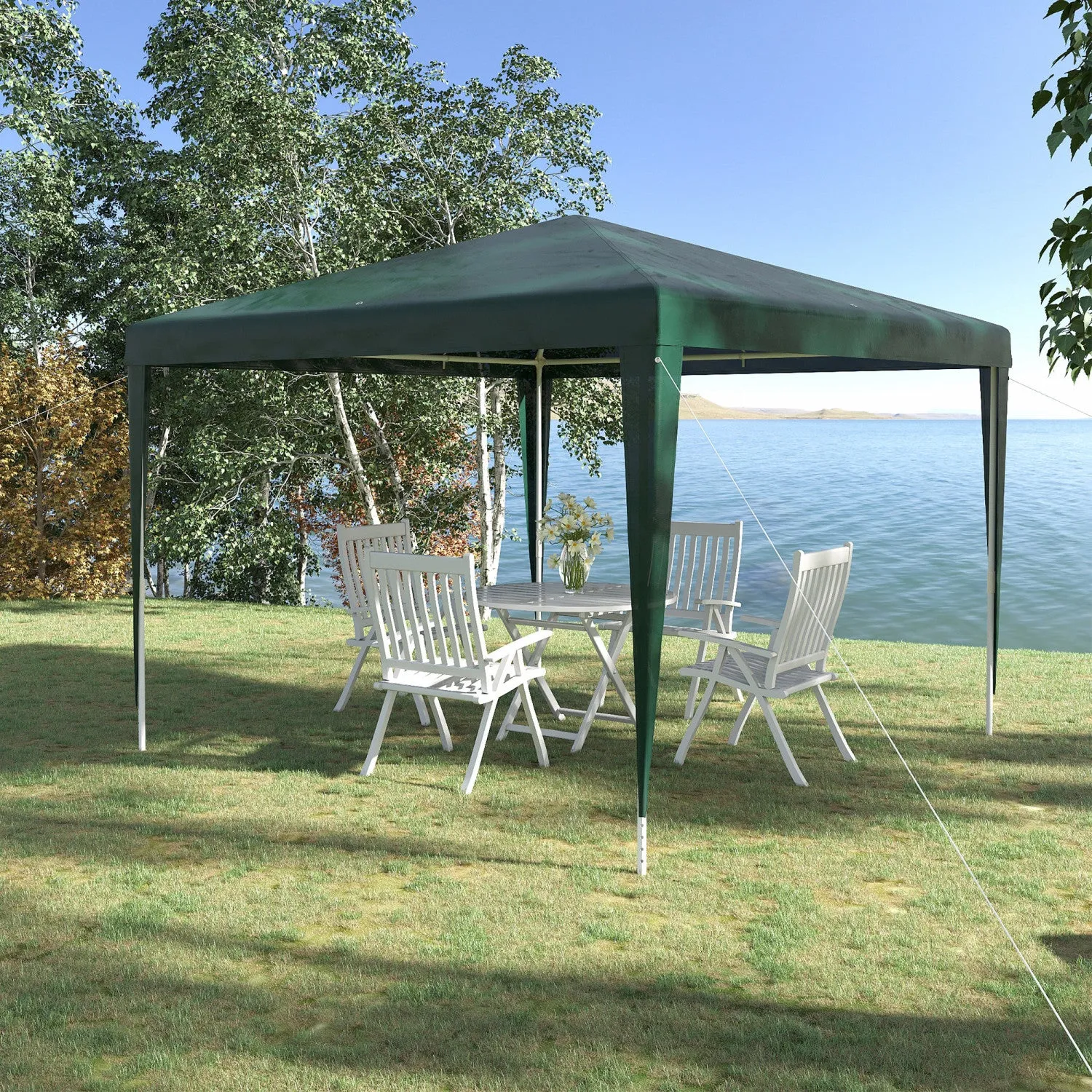 Outsunny 10x10ft Party Tent Portable Gazebo, Folding Garden Canopy Event Shelter Outdoor Sunshade Gr|Outsunny Tente De Fete, Abri D'evenement Portable Auvent De Gazebo, Vert