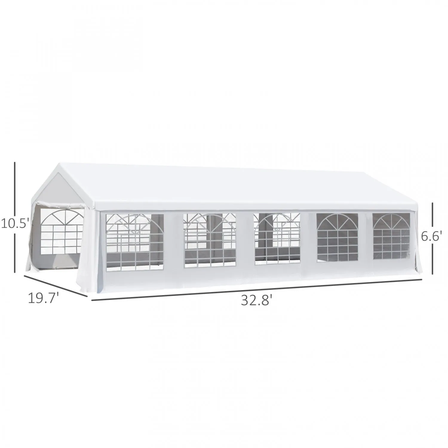 Outsunny 20'x33' Large Party Tent & Carport With Removable Sidewalls And Windows, Portable Garage Ca|Outsunny Tente D'abri D'auto 32' X 20'