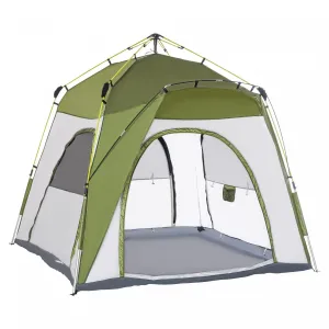 Outsunny Instant Automatic Camping Tent W/ 4 Doors And 4 Windows, Outdoor Easy Pop Up Tent, Portable|Tente De Camping Familiale 4-5 Personnes Montage Instantanee Pop-up 4 Fenetres Pare-soleil Dim. 2,4l