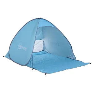 Outsunny Pop Up Beach Tent Portable Sun Shelter Uv Protection Outdoor Patio With Carry Case & Stakes|Abri De Plage Tente De Plage Pliable Pop-up Automatique Instantane Protection Uv Fenetre Arriere Gra