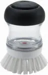 OXO INTERNATIONAL Good Grips 36481 Soap Dispensing Palm Brush, 4 in OAL, Nylon Trim, Non-Slip Handle, Silicone Handle