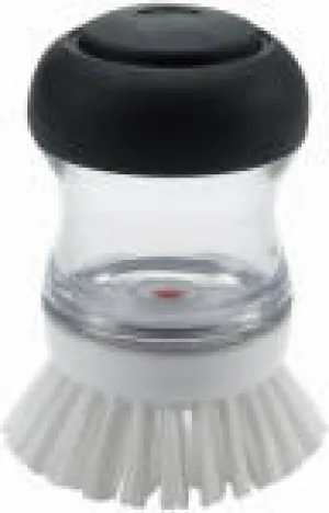 OXO INTERNATIONAL Good Grips 36481 Soap Dispensing Palm Brush, 4 in OAL, Nylon Trim, Non-Slip Handle, Silicone Handle