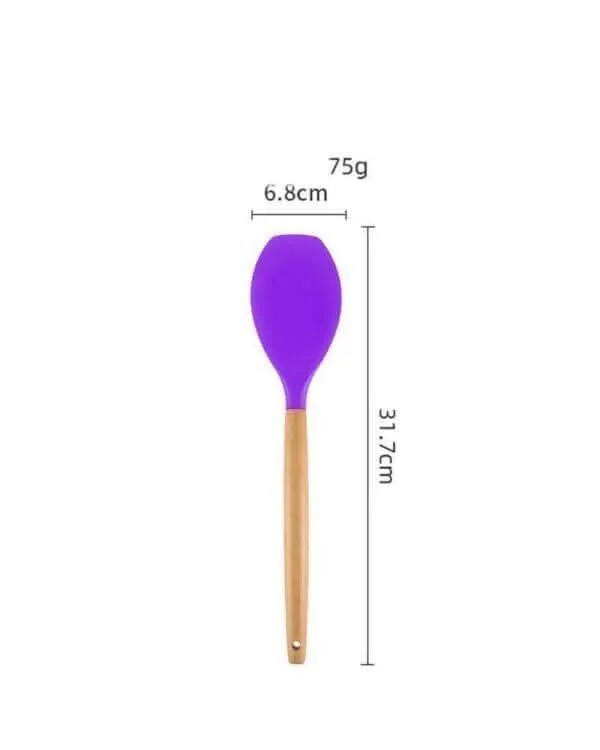 P-Plus International Silicone Cooking Spoon – BPA Free, Heat-Resistant, Non-Stick (Purple)