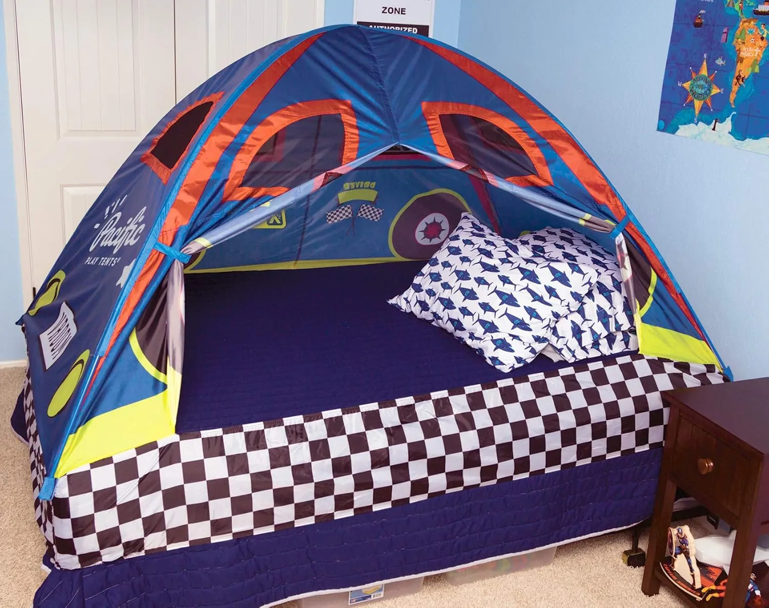 Pacific Play Tents 19710 Kids Rad Racer Bed Tent Playhouse - Twin Size , Yellow