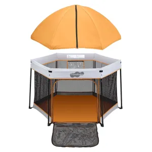 Pamo Babe Travel Playpen with Sun Protection Canopy - Play Yard for Babies and Toddlers - Baby Tent with Zipper Door