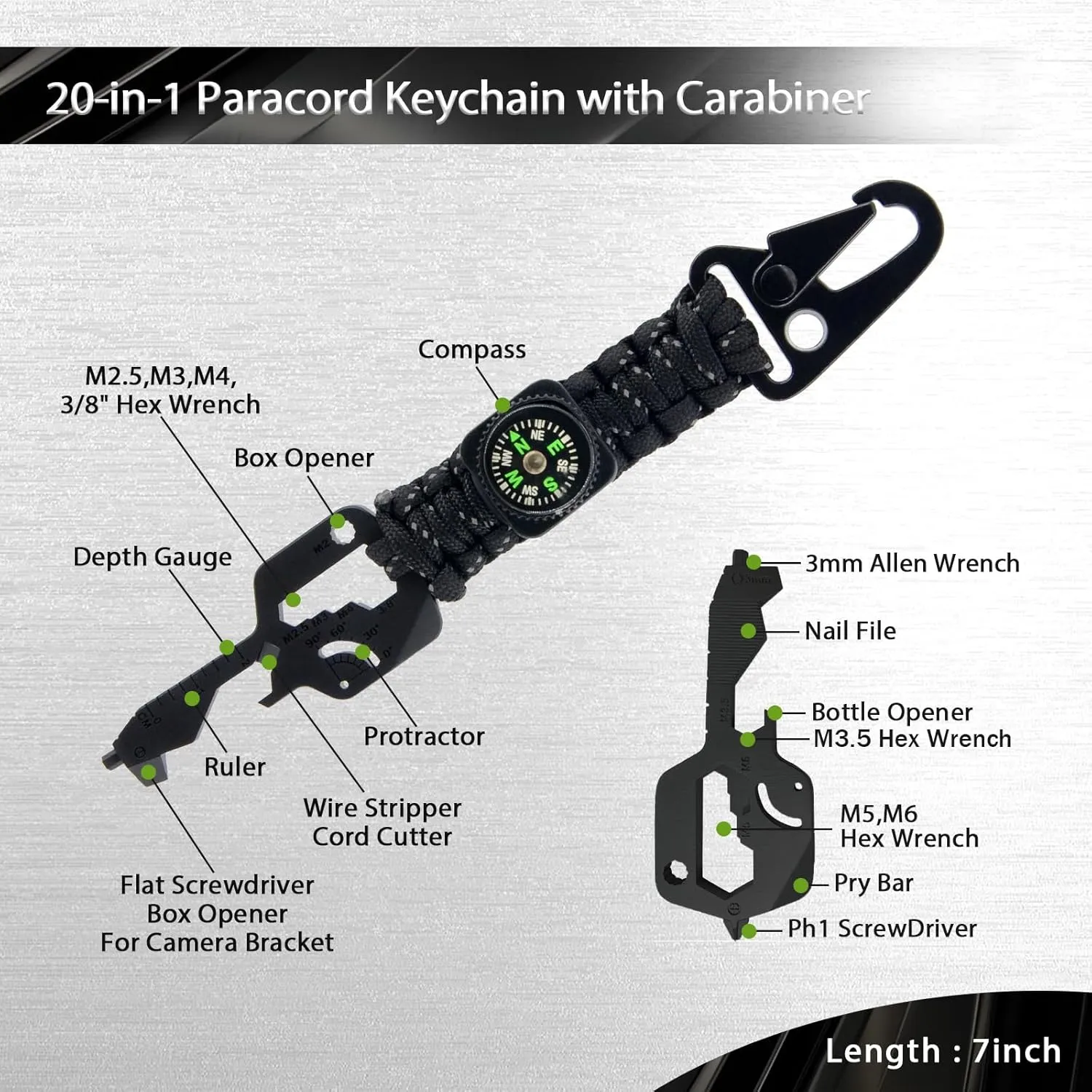 Paracord Survivor Set, Multipurpose Survival Tool with Paracord for Camping, Hunting & Outdoor Emergencies