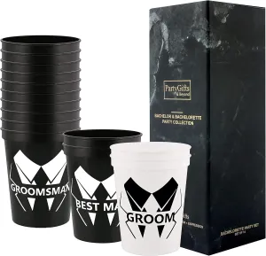 Party Gifts & Beyond Bachelor Party Cups 13PCS Team Groomsman Plastic Cups Best Man Cup for Wedding(Bold)