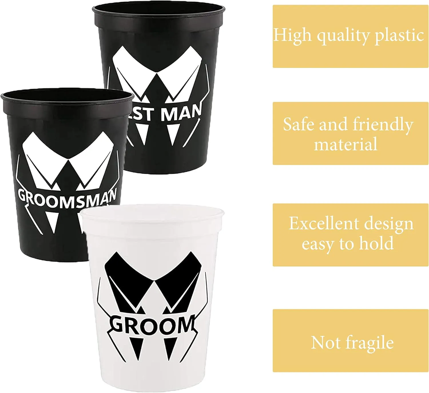 Party Gifts & Beyond Bachelor Party Cups 13PCS Team Groomsman Plastic Cups Best Man Cup for Wedding(Bold)