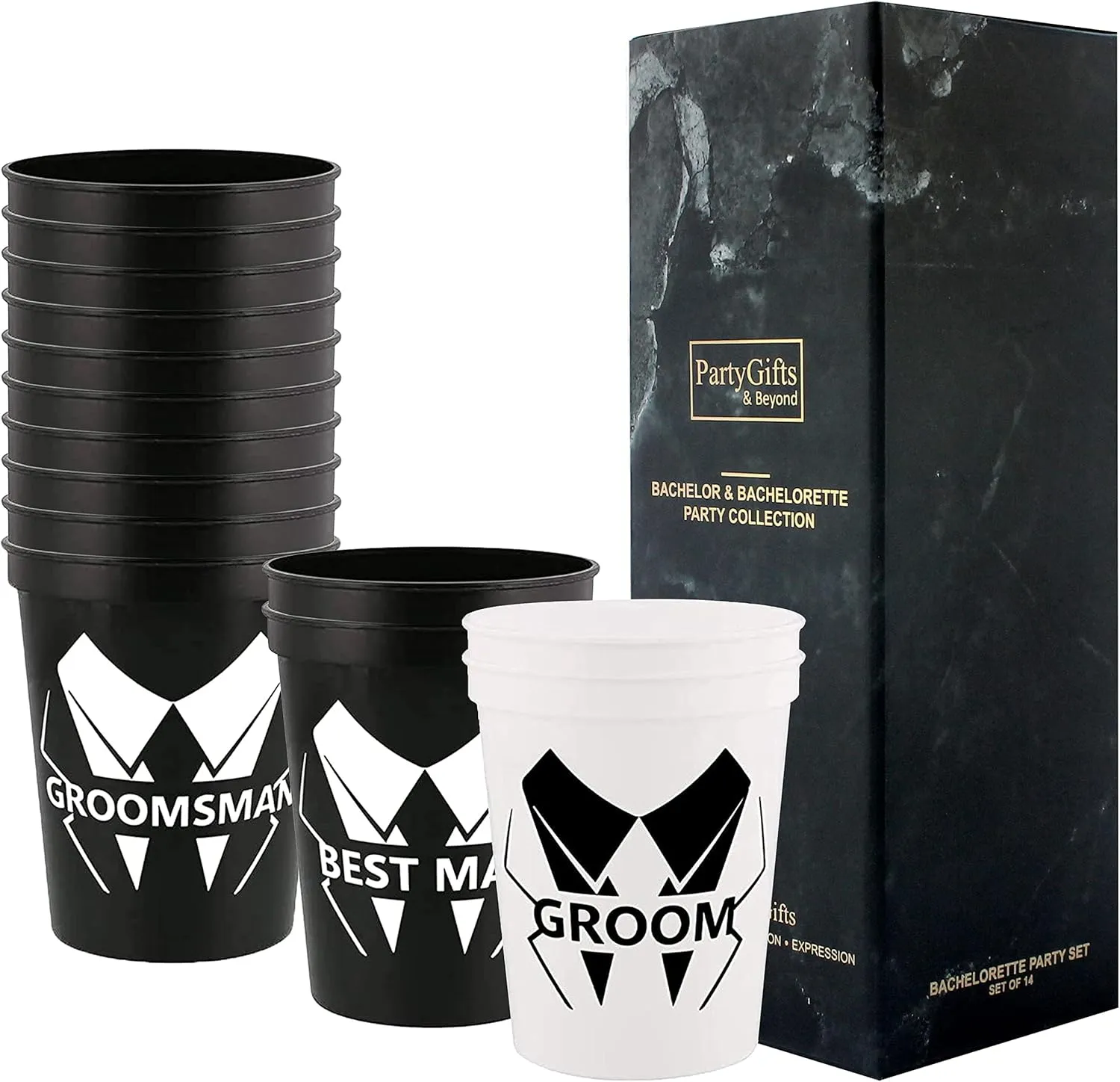 Party Gifts & Beyond Bachelor Party Cups 13PCS Team Groomsman Plastic Cups Best Man Cup for Wedding(Bold)