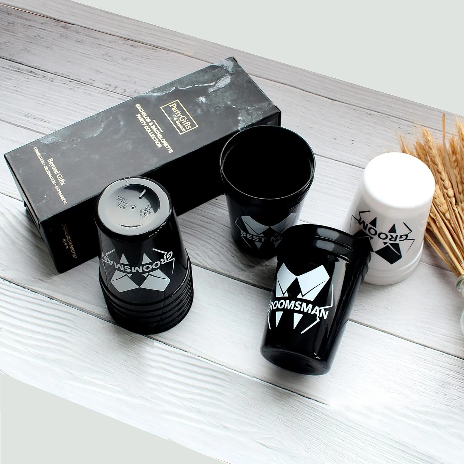 Party Gifts & Beyond Bachelor Party Cups 13PCS Team Groomsman Plastic Cups Best Man Cup for Wedding(Bold)