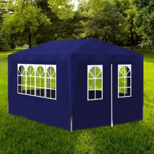 Party Tent 10'x13' Water-Resistant Canopy with Steel Frame, Outdoor Event Marquee in Blue