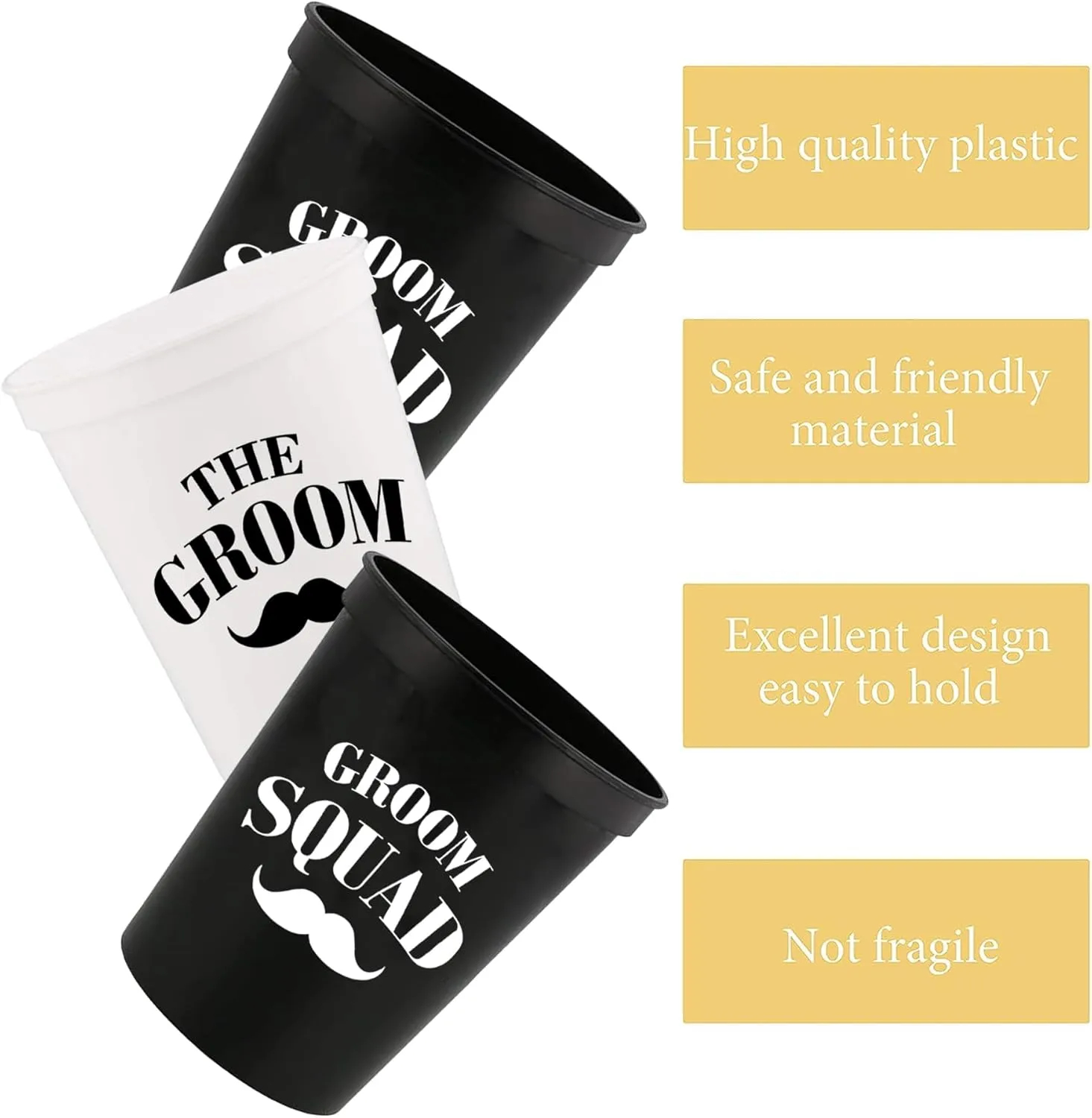 PartyGifts&beyond Bachelor Party Cups 13PCS Team Groomsman Plastic Cups Best Man Cup for Wedding(Beard)