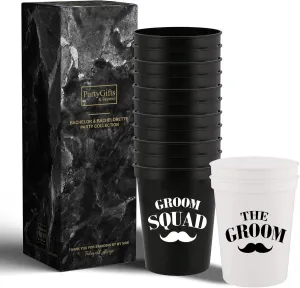 PartyGifts&beyond Bachelor Party Cups 13PCS Team Groomsman Plastic Cups Best Man Cup for Wedding(Beard)