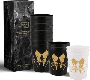 PartyGifts&beyond Bachelor Party Cups 13PCS Team Groomsman Plastic Cups Best Man Cup for Wedding(Gold)