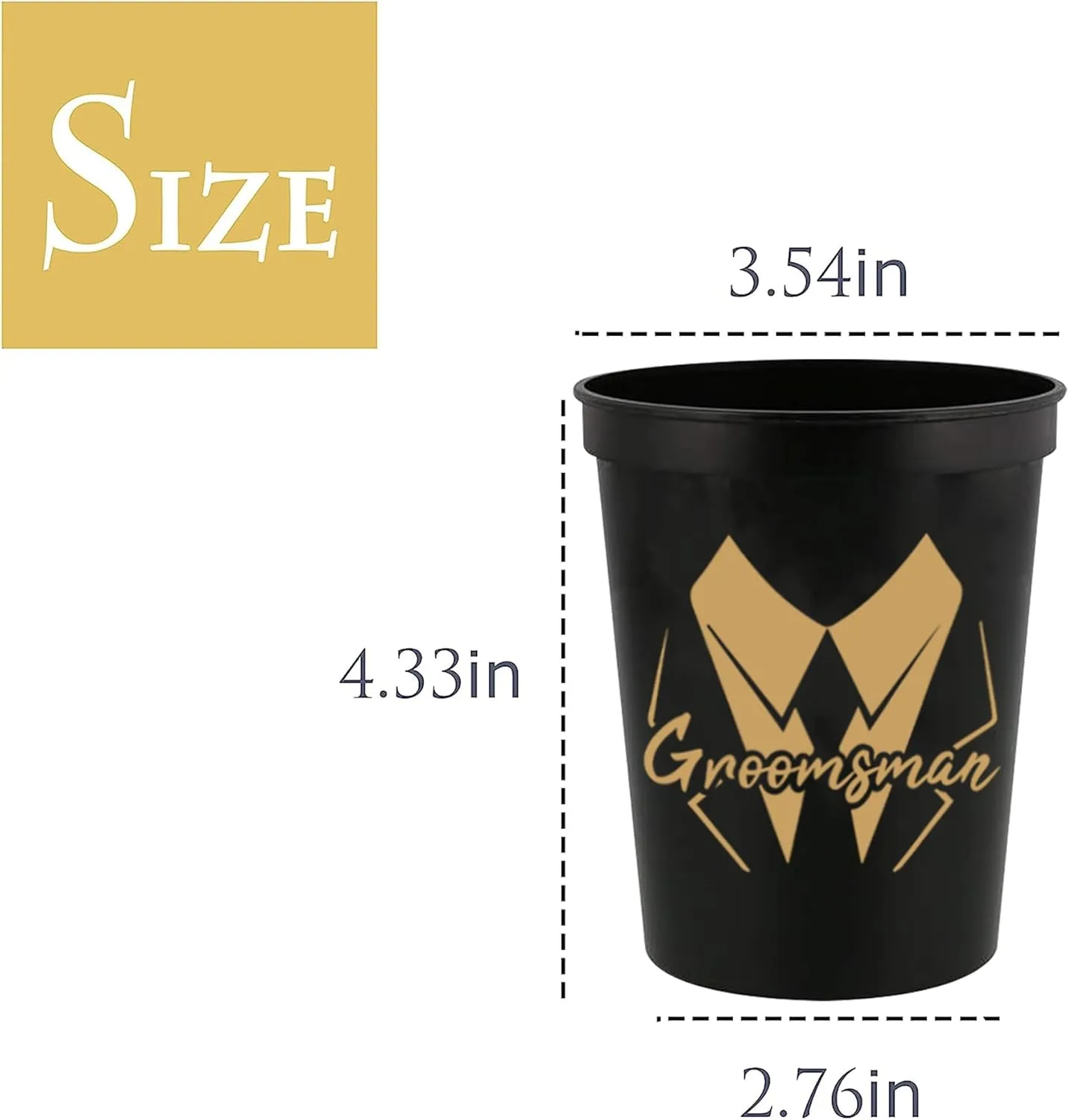 PartyGifts&beyond Bachelor Party Cups 13PCS Team Groomsman Plastic Cups Best Man Cup for Wedding(Gold)