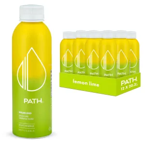 PATH Lemon Lime Flavored Sparkling Water - Ultra-Purified, pH-Balanced Carbonated Soda Water in Aluminum Water Bottle - BPA-Free, Light, Reusable, Infinitely Recyclable 20.3 fl oz (Pack of 12)