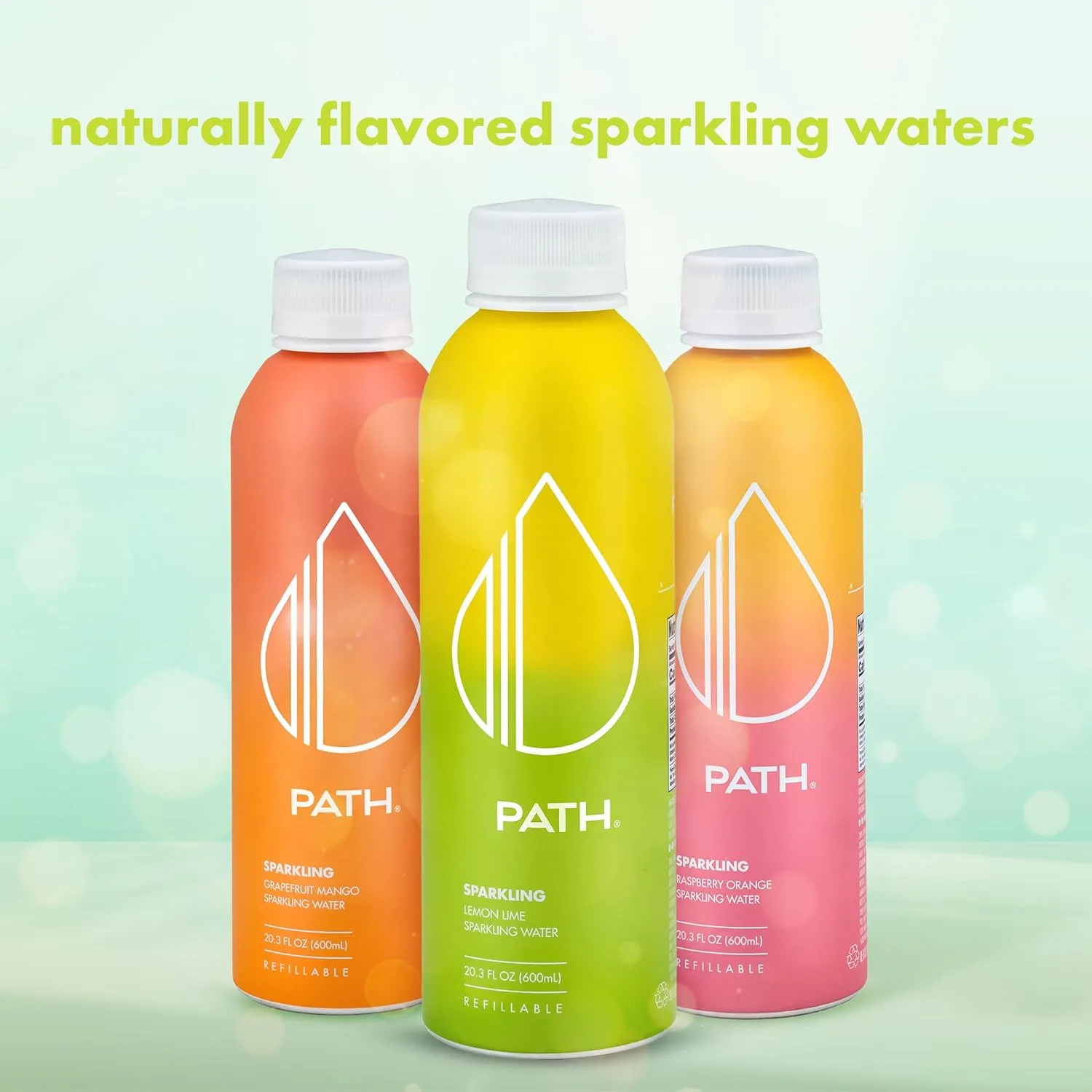 PATH Lemon Lime Flavored Sparkling Water - Ultra-Purified, pH-Balanced Carbonated Soda Water in Aluminum Water Bottle - BPA-Free, Light, Reusable, Infinitely Recyclable 20.3 fl oz (Pack of 12)