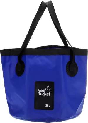 PATIKIL 5.3 Gallon 20L Collapsible Bucket, Travel Portable Water Storage Container Folding Foot Wash Basin for Outdoor Travel Camping Fishing, Dark Blue
