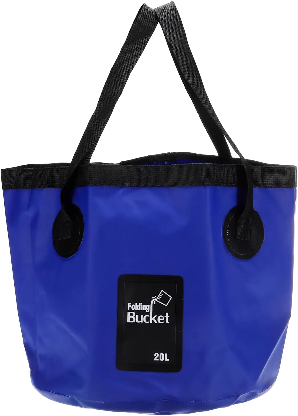 PATIKIL 5.3 Gallon 20L Collapsible Bucket, Travel Portable Water Storage Container Folding Foot Wash Basin for Outdoor Travel Camping Fishing, Dark Blue