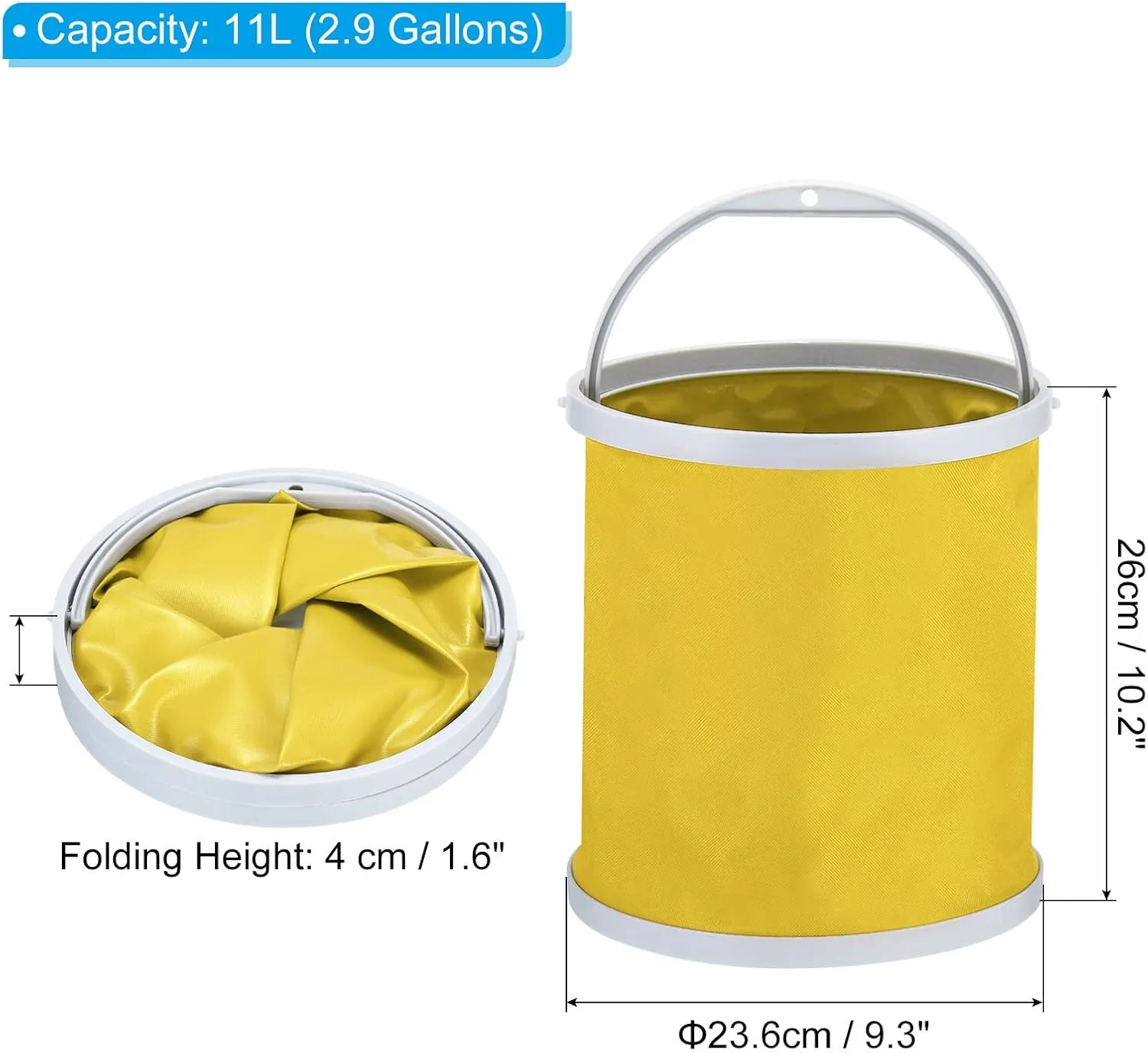 PATIKIL Collapsible Fishing Bucket, Folding Bucket Portable Foldable Water Container with Handle for Outdoor Travelling