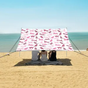 Pattern with Cat Silhouettes Beach Camping Tent Sun Shelter for Whole Family, Beach Shade Canopy with UPF50  UV Protection,Easy Set Up and Carry,Outdoor Shade for Trips, Fishing, Backyard Fun P