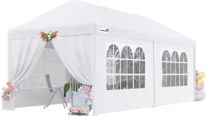 Peaktop Outdoor 10'x20' Heavy Duty Canopy Gazebo Outdoor Party Wedding Tent Pavilion with 4 Removable Side Walls