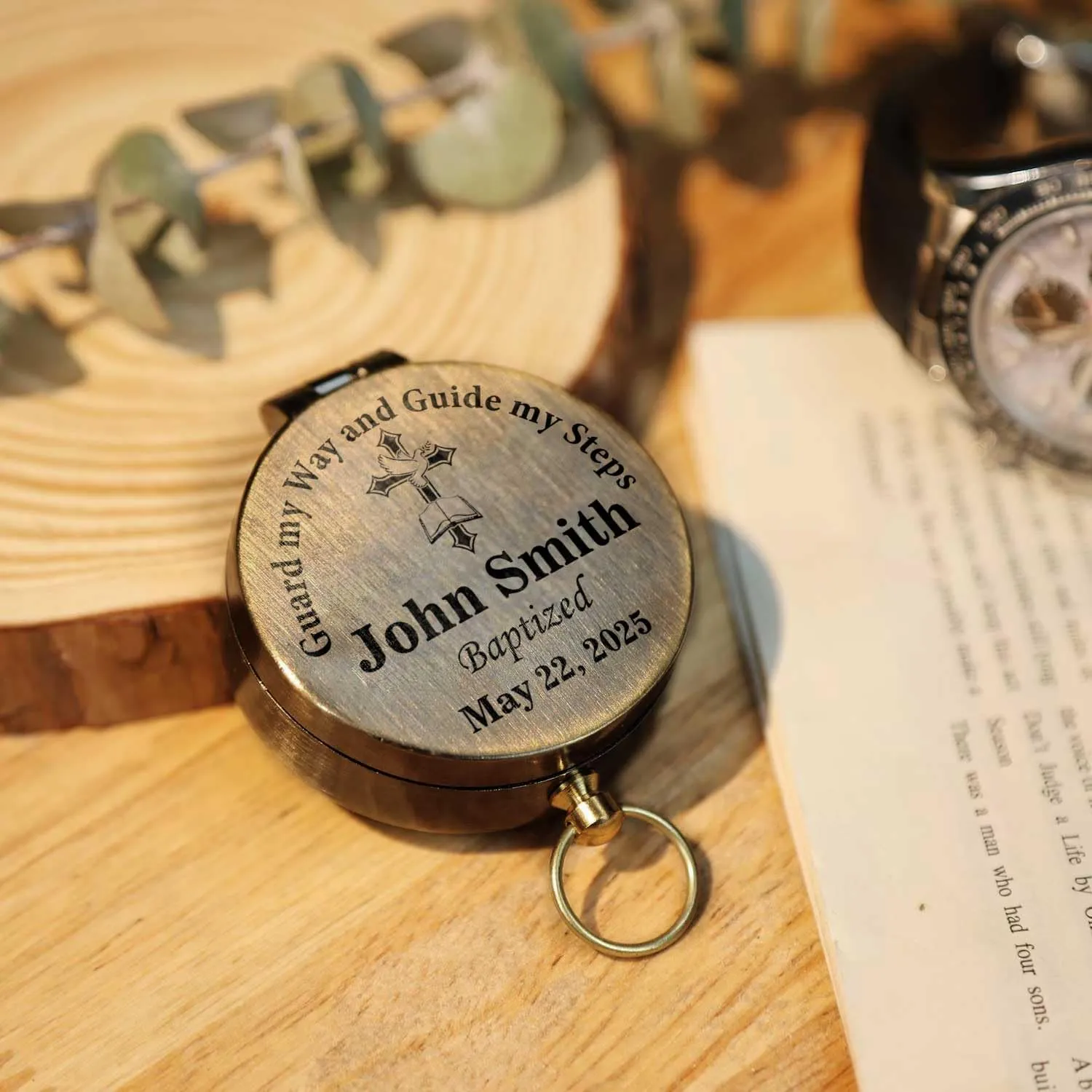 Personalized Brass Antique Compass Confirmation Gifts for Teenage Boys, Custom Engraved Compass Baptism Gift for Men Grandson Form Grandma & Papa, First Communion Gifts for Boys