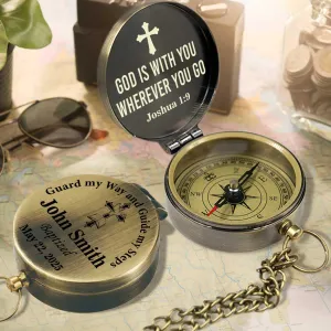 Personalized Brass Antique Compass Confirmation Gifts for Teenage Boys, Custom Engraved Compass Baptism Gift for Men Grandson Form Grandma & Papa, First Communion Gifts for Boys