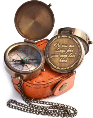 Personalized Brass Compass, 2 Inches, Engraved Quote Gift for Anniversary, Wedding, Birthday by Royal Replica