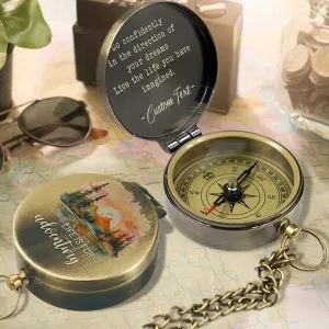 Personalized Brass Compass Graduation Gifts for Men Son, Customized Text Name Vintage Compass Grandson Gifts from Grandma, Happy Birthday Gifts for Teenage Boys/Friend