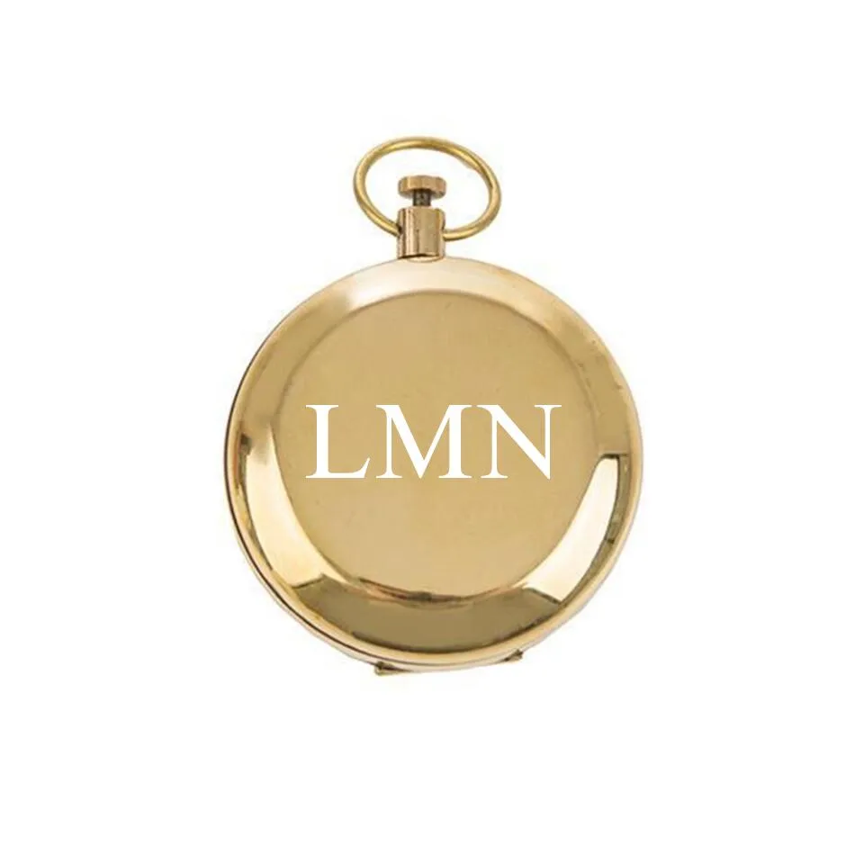 Personalized High Polish Gold Keepsake Compass with Wooden Box