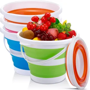 Pickmesh 4 Pcs Collapsible Bucket Portable Ice Bucket 2.6 Gallon (10l) Large Capacity Household Cleaning Dust Mops Outdoor Fishing Car Wash (Blue, Green, Orange, Pink)