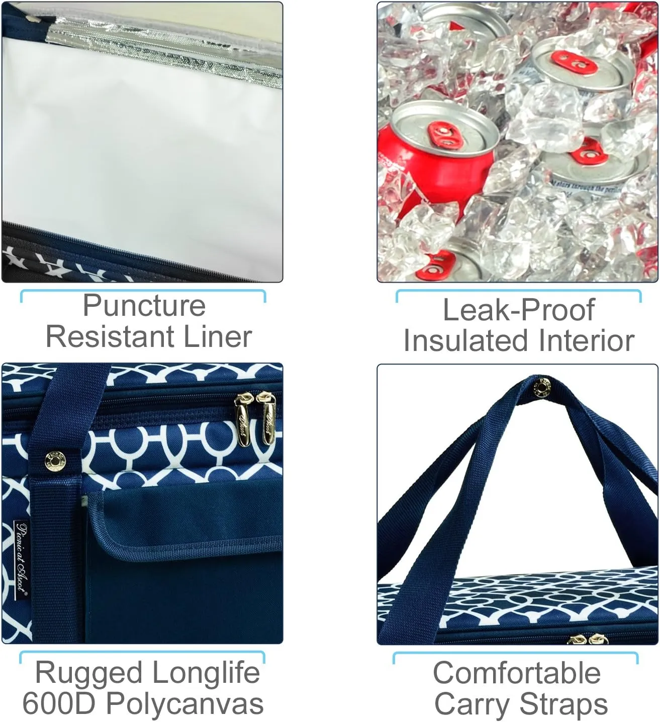 Picnic at Ascot Personalized Monogrammed 64 Can Capacity Semi Rigid Collapsible Leakproof Cooler- Designed & Quality Approved in The US