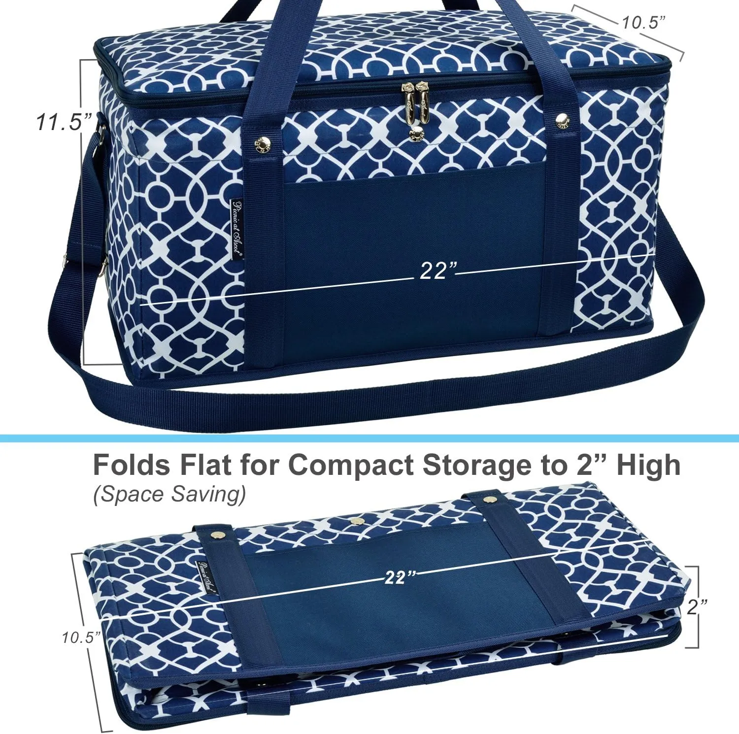 Picnic at Ascot Personalized Monogrammed 64 Can Capacity Semi Rigid Collapsible Leakproof Cooler- Designed & Quality Approved in The US