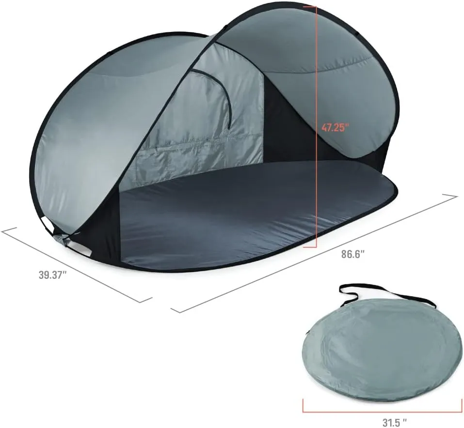 PICNIC TIME NCAA Georgia Tech Yellow Jackets Manta Portable Beach Tent, Pop Up Tent, Beach Sun Shelter Pop Up, (Gray with Black Accents)