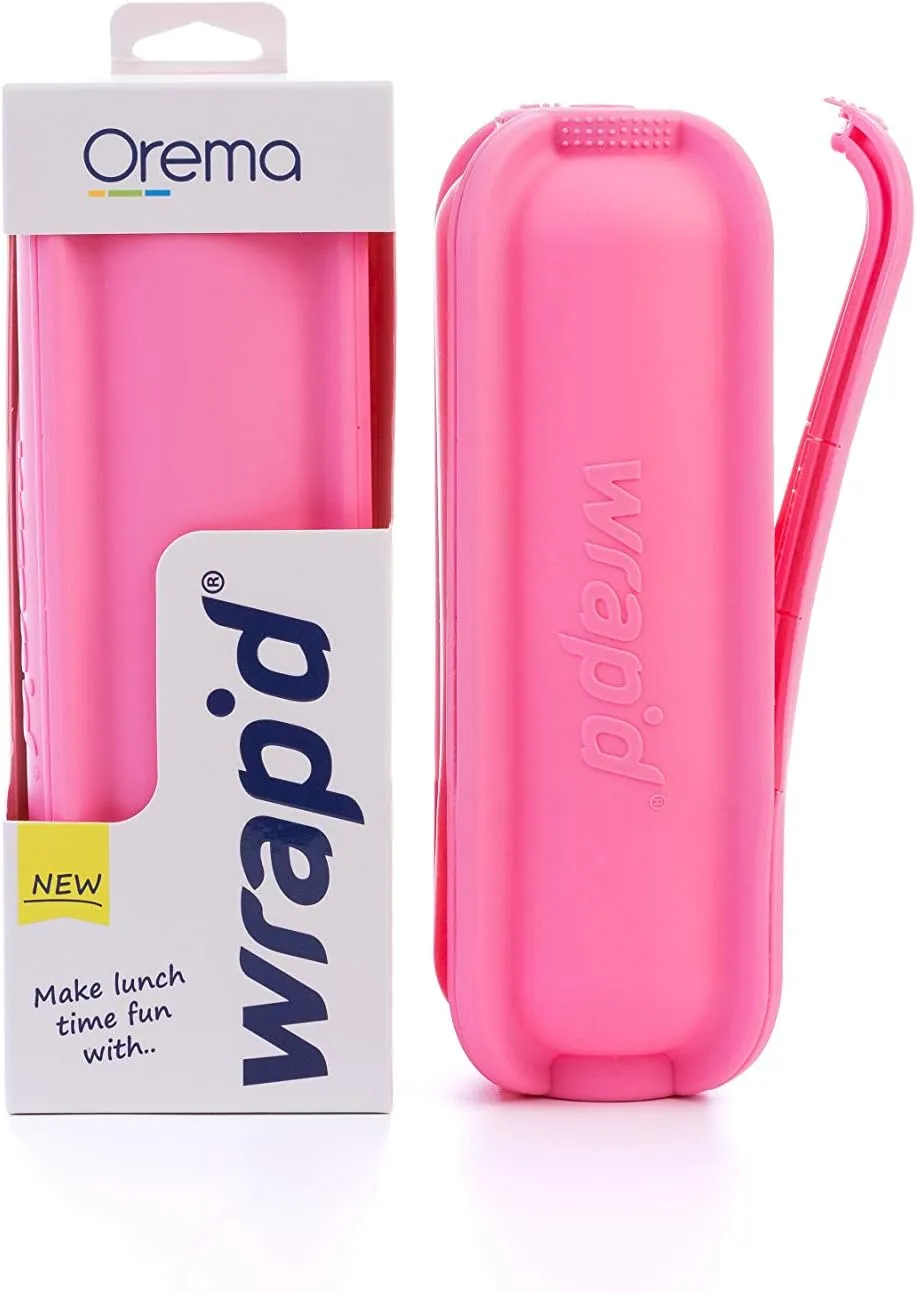 Pink Wrap'd Reusable Silicone Lunch Burrito Flatbread Wrap Holder Container Alternative to Beeswax Wraps Cling Wrap