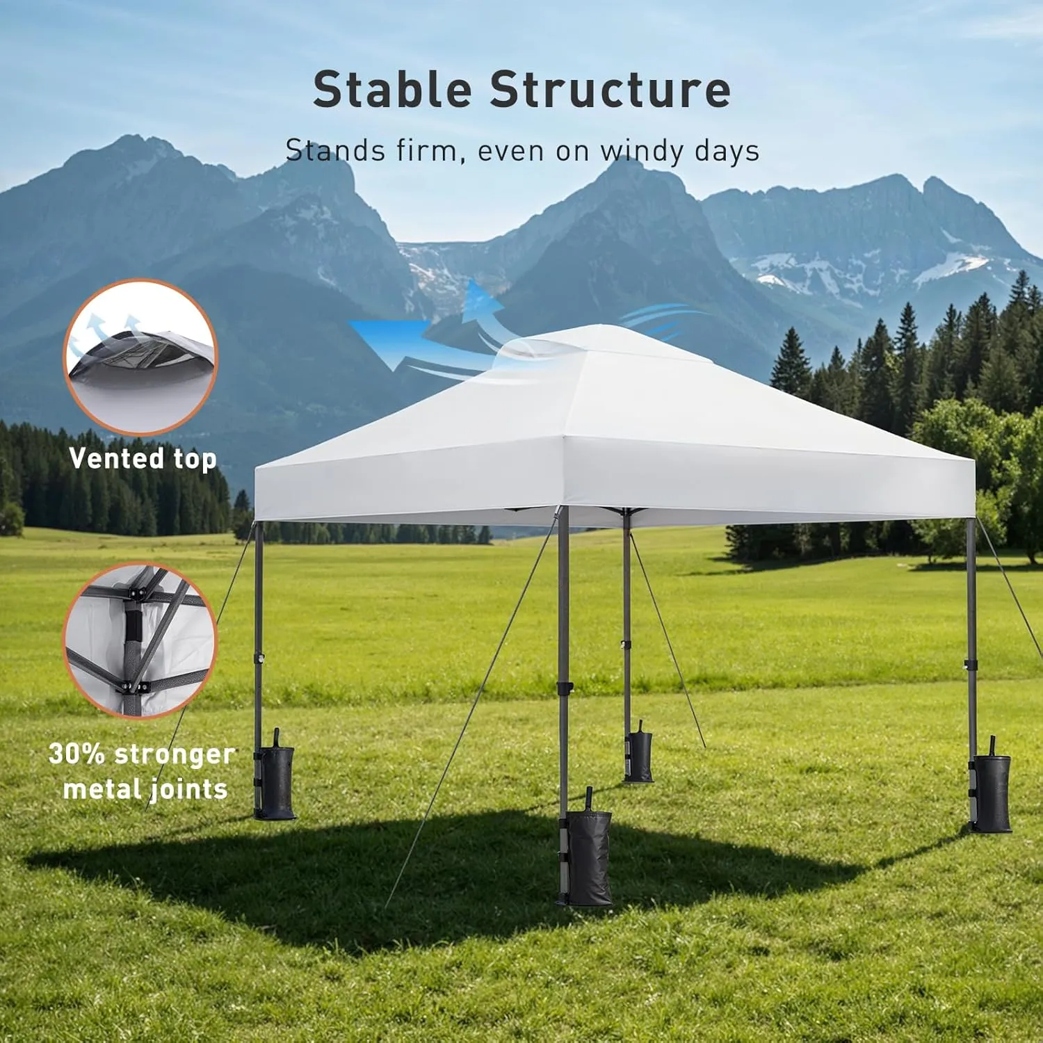 Pipishell Portable Canopy Tent, 10x10 UV-Resistant Pop-Up Gazebo for Outdoor Events, Camping, and Beach Trips Pearl White