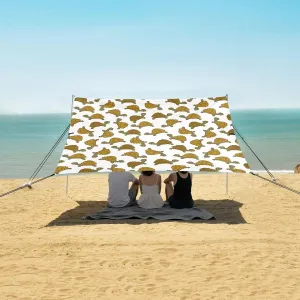 Pixel Turtle Seamless Pattern Beach Canopy Tent Anti-UV & Wind Resistant, Camping Sun Shelter Easy Setup Portable,Outdoor Shade Tents with Sandbags,Sand Shovels,Ground Pegs & Stability Poles