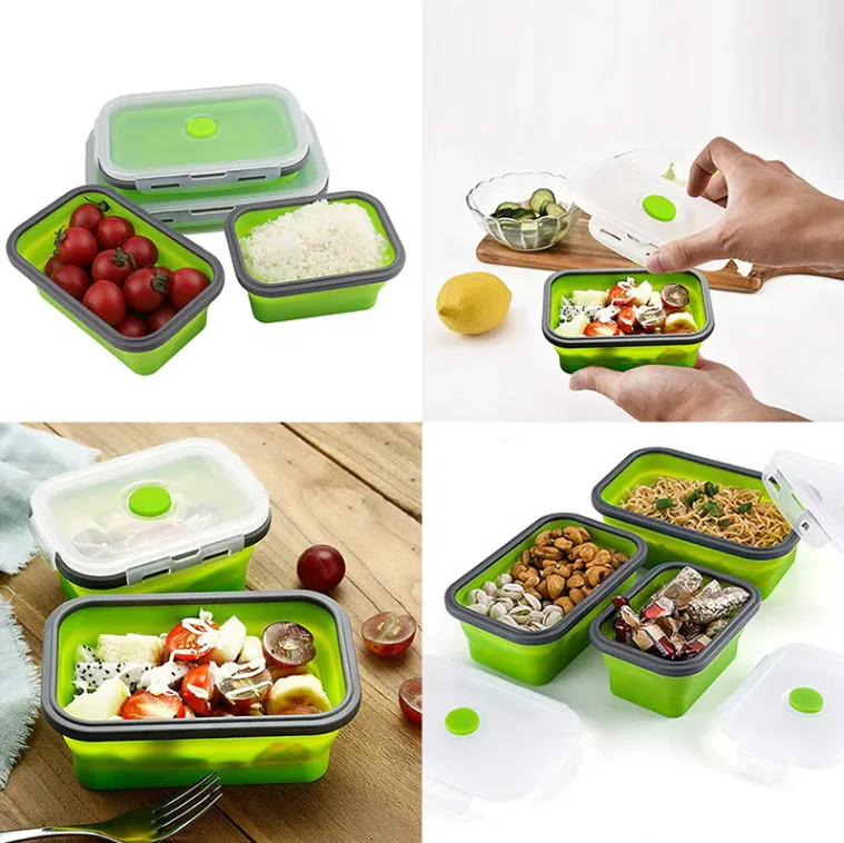 Plastic Container For Food Storage Collapsible Silicone Home Outdoor Collapsible Food Container