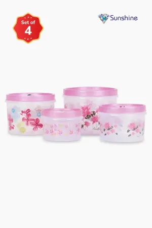 Plastic Printed Storage Container (Sunshine) - 4 Pcs (1.5 LTR - 3 LTR - 5 LTR - 7 LTR)