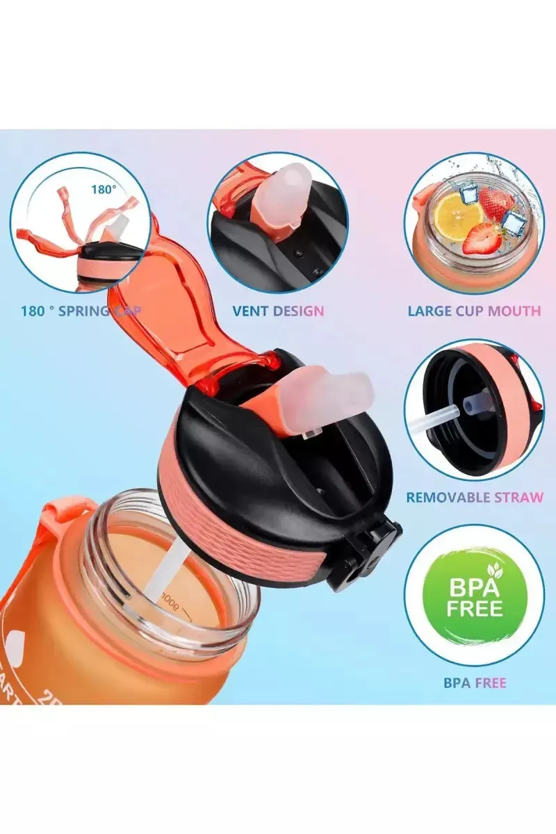 Plastic Sipper Water Bottle With Motivational Time Marker (1000 ml)
