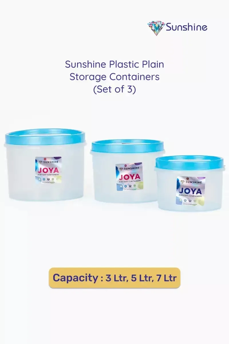 Plastic Storage Container (Sunshine) - 3 Pcs (3 LTR - 5 LTR - 7 LTR)