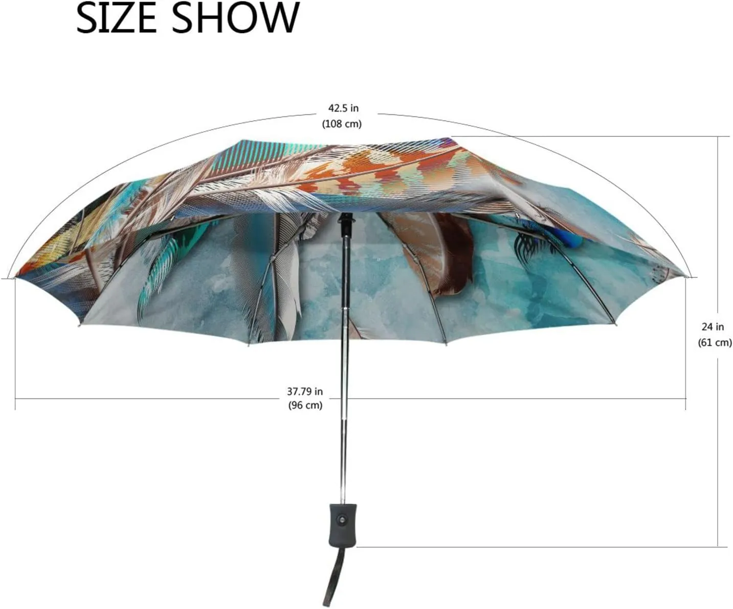 Poeticcity Automatic Folding Umbrella, Auto Open/Close 3 Folds Parasol, Compact Windproof Strong Umbrellas for Travel Sun & Rain