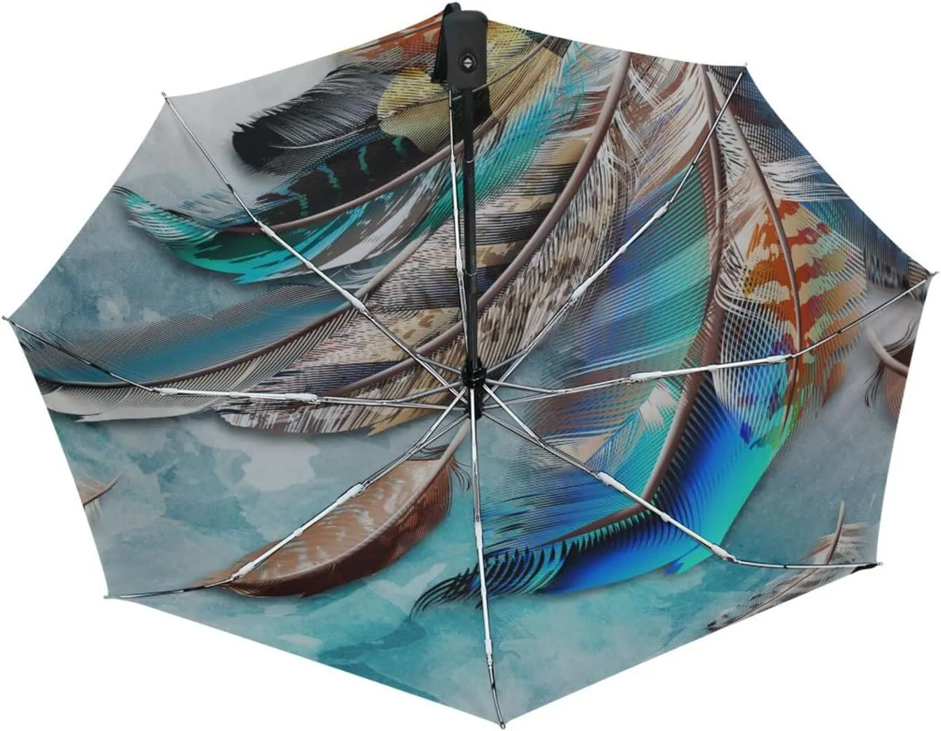 Poeticcity Automatic Folding Umbrella, Auto Open/Close 3 Folds Parasol, Compact Windproof Strong Umbrellas for Travel Sun & Rain