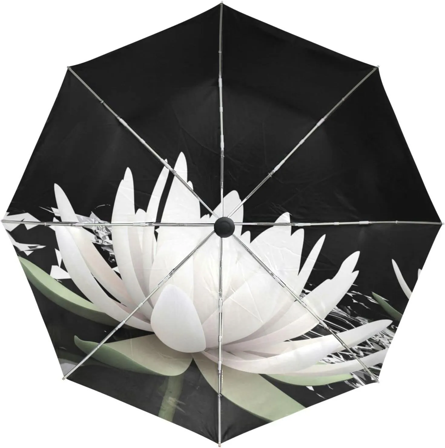 Poeticcity Automatic Folding UPF 50  Anti-UV Rain Umbrella, Auto Open/Close 3 Folds Sun Parasol Canopy Windproof Compact Travel Umbrella