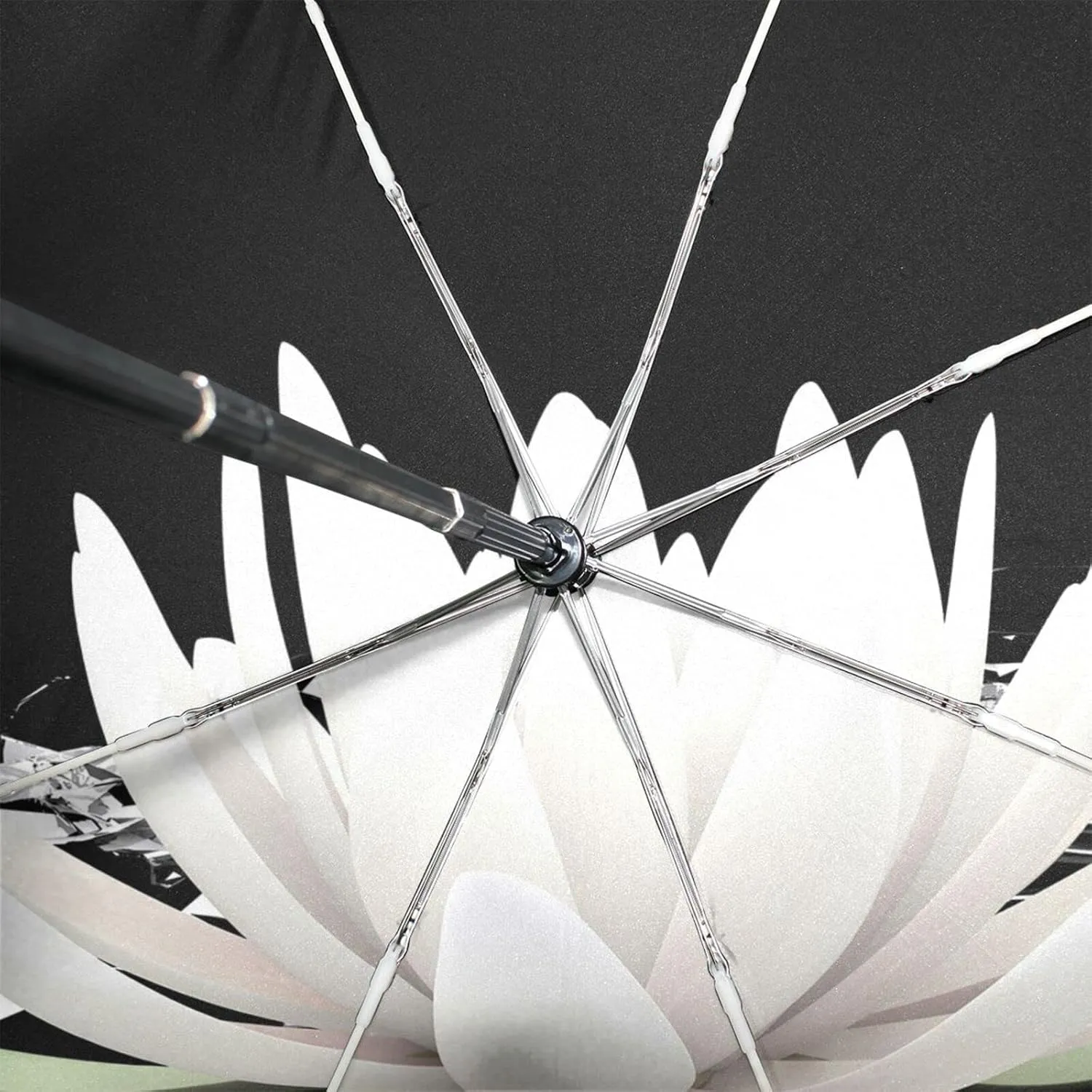 Poeticcity Automatic Folding UPF 50  Anti-UV Rain Umbrella, Auto Open/Close 3 Folds Sun Parasol Canopy Windproof Compact Travel Umbrella