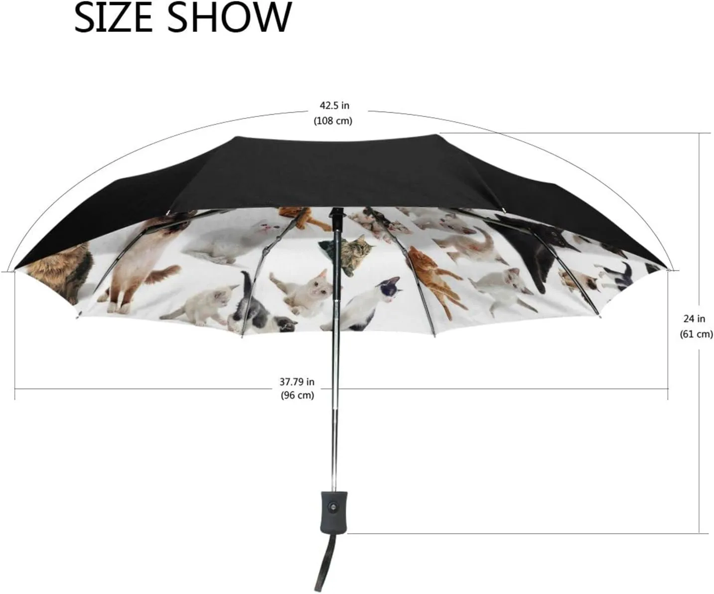 Poeticcity Automatic Folding UPF 50  Anti-UV Rain Umbrella, Auto Open/Close 3 Folds Sun Parasol Canopy Windproof Compact Travel Umbrella