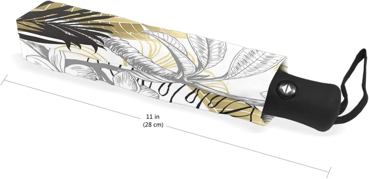 Poeticcity Automatic Folding UPF 50  Anti-UV Rain Umbrella, Auto Open/Close 3 Folds Sun Parasol Canopy Windproof Compact Travel Umbrella