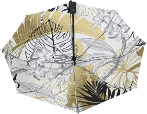 Poeticcity Automatic Folding UPF 50  Anti-UV Rain Umbrella, Auto Open/Close 3 Folds Sun Parasol Canopy Windproof Compact Travel Umbrella