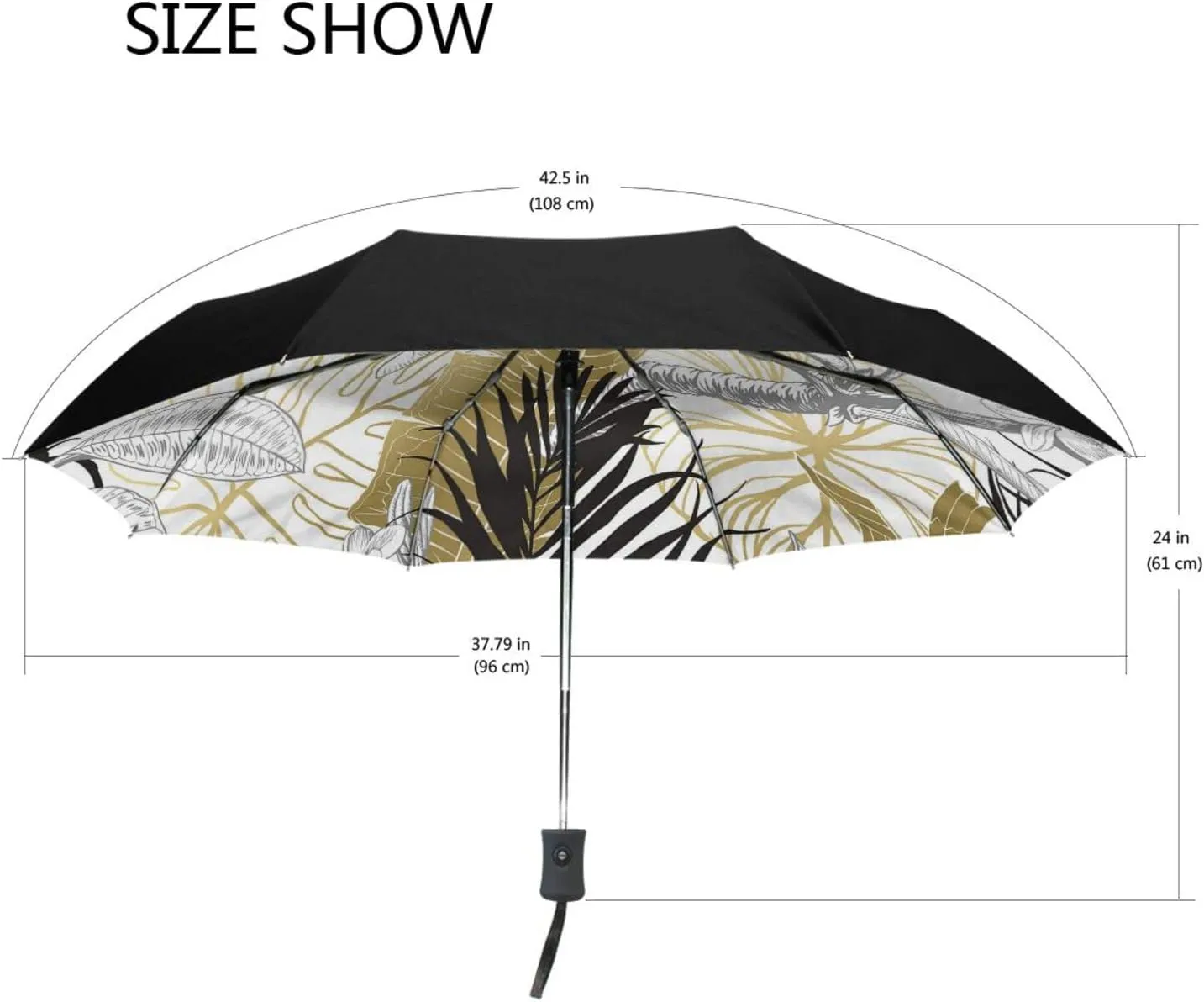 Poeticcity Automatic Folding UPF 50  Anti-UV Rain Umbrella, Auto Open/Close 3 Folds Sun Parasol Canopy Windproof Compact Travel Umbrella